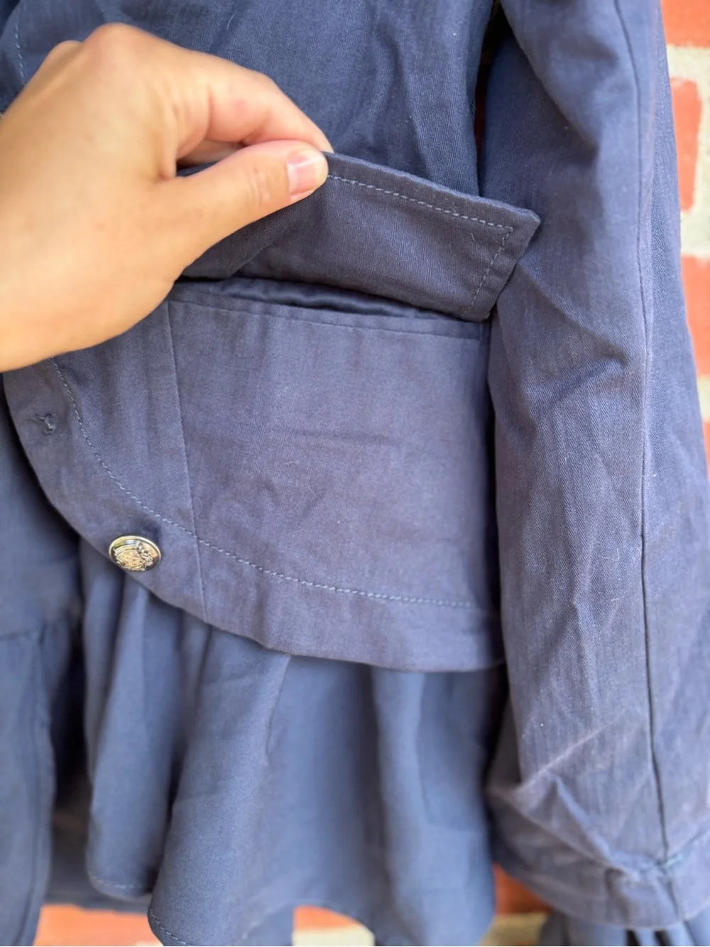 Free People Ruffles Romance Jacket in Navy Military-Style